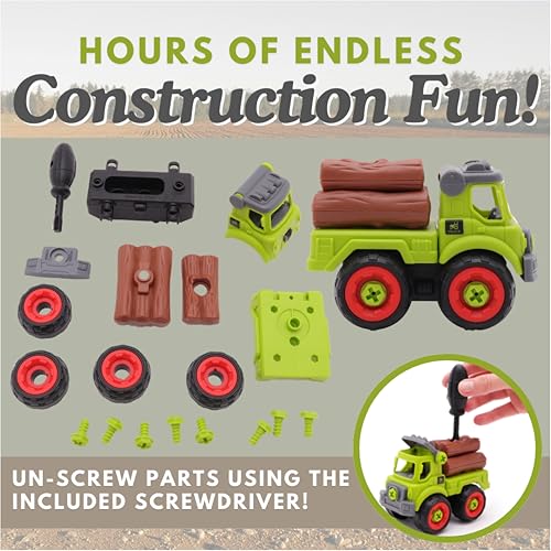 Toyland® 4er-Set – 11 cm (4,3 Zoll) DIY-Landwirtschaftsfahrzeuge und Schraubendreher – Bauen Sie Ihre eigenen Landwirtschaftsfahrzeuge zusammen und Bauen Sie sie – Spielzeug-LKW