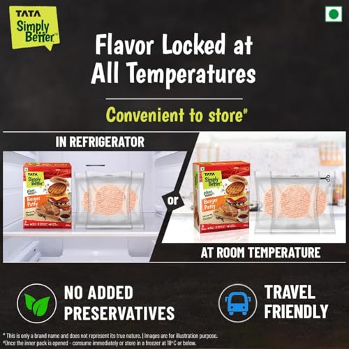 Image of Tata Simply Better Plant-Based Burger Patty, Tastes just Like Chicken, 300g