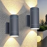 EBION Outdoor Wall Lights,IP65 Waterproof Up and Down Outside Lights Mains Powered, Exterior Wall Sconce Lights GU10,Anthracite Aluminium Wall Lamp for Front Door,Porch,Garden,Garage,2 Pack