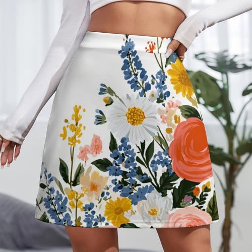 Floral Skirts for Women High Waisted Casual Lightweight Skirt Summer Club Going Out Mini Skirts2
