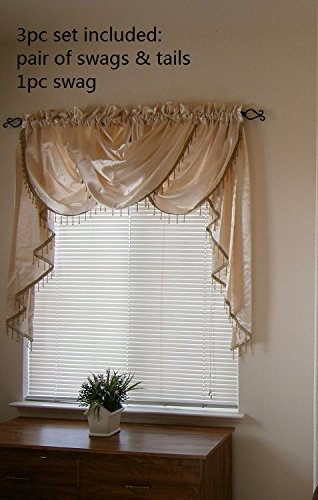 Octorose ® Royalty Custom Waterfall Window Valance Swags & Tails (White, Swag(66X37 Wxh)) #TOP2