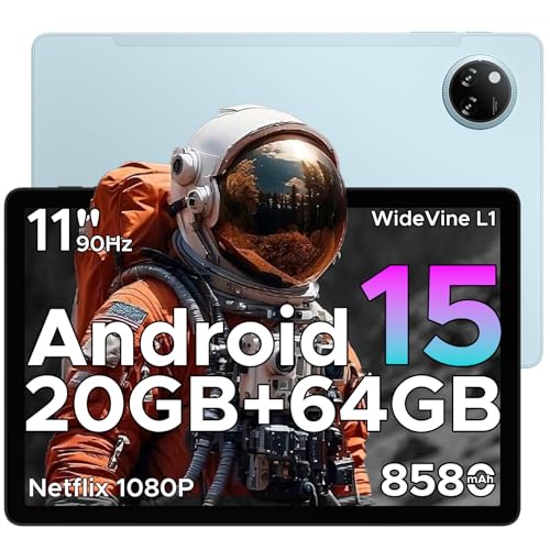 DOOGEE TAB A9+ Newest Android 15 Tablet,8580mAh 11 Inch Tablet,T7200 Octa Core Android Tablets & 20GB+64GB/2TB LPDDR4X,13+5MP,2 Speaker+Netflix 1080P+Widevine L1|Face ID|BT 5.0|5G WiFi|GPS|FM|OTG