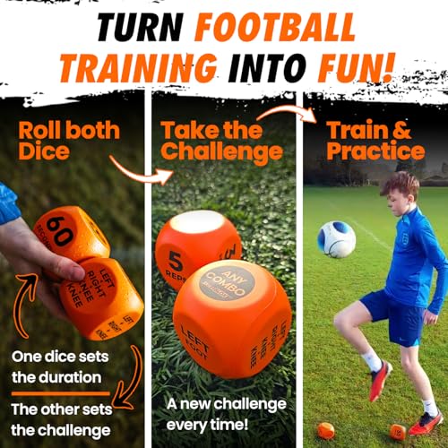SKILL BLOX Football Keepy Up Training Dice (2 pcs) | Football Gifts for Boys & Girls 9-12 | Training Equipment, Teenage Boy Gifts for 8 9 10 11 12 Year Old | (KEEPY UP DICE) - Image 2