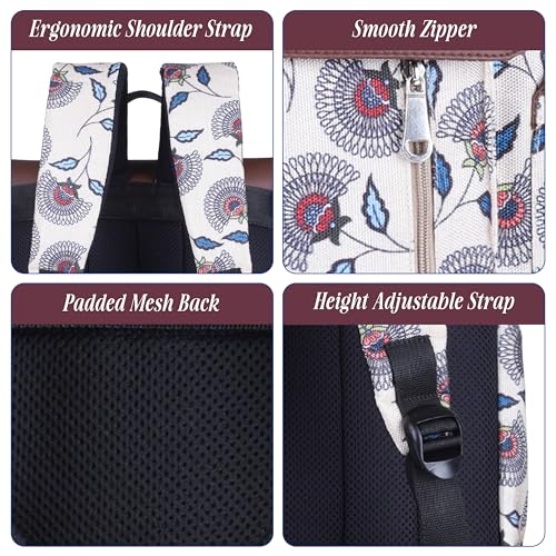 Image of Protecta Prisma Floral Printed Laptop Backpacks for Women and Men Fits 16Inch MacBooks Water-Repellent Bag for Office Collage and Travelling Print Padded Sleeve Lightweight Durable Design 18L