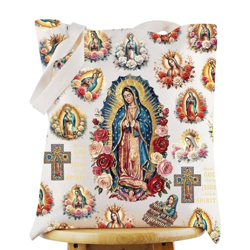 Sac fourre-tout Vierge de Guadalupe grand cabas en toile pour femme