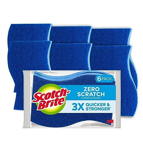 Scotch-Brite Non Scratch Cellulosic Scrub Sponge 6 units/pack | Kitchen sponge | Dish sponge | Scrub | Delicate Purpose Cleaning | Food Safe | Rinses Clean