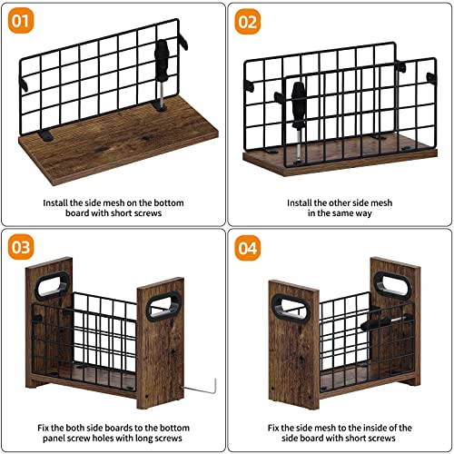 Honiter Magazine Holder, Magazine Rack for Desktop, Magazine File Holder, Farmhouse File Storage Basket for Letters, Magazines, Books, Newspapers - Thumbnail 6