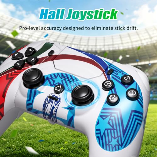 Image of YUYIU LED Wireless Controller for PS5 /Pro /Slim /PC, Hall Effect Joysticks & Triggers /Macro /Turbo /6-Axis Gyro /Dual Vibration /3.5mm Audio Jack /1500mAh Battery Gamepad with Speaker (Sports Colors)