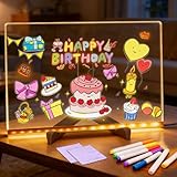Infreecs LED Notiztafel mit Farben, LED Zeichenbrett, 30 * 20cm Maltafel Kinder, Acryl Notiztafel mit 7 Farben Stift und Verstellbarem Ständer, Transparente Leuchtende Schreibtafel, Abwischbar, Memo