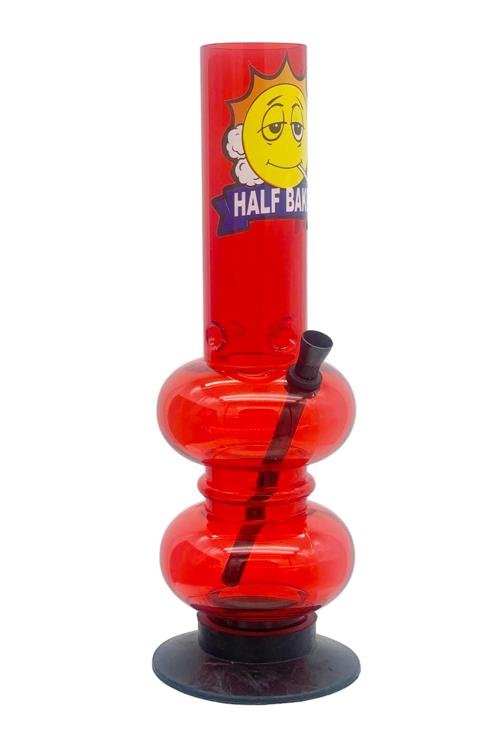Half Baked "El Presidente" 30cm Acrylic Waterpipe Bong, 30cm acrylic ice bong with twin bubble chamber design, Ice notches – enhanced filtration and cooling (Red)