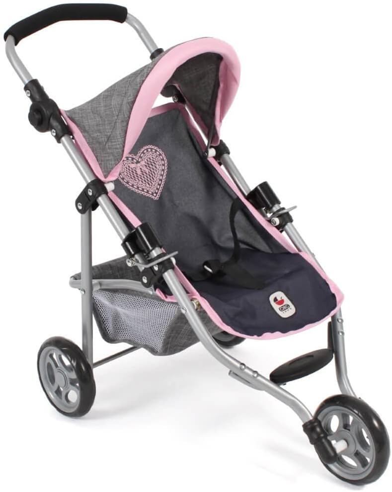 Bayer Chic 2000 - Lola, jogging buggy, doll jogger, doll's pram, melange grey, navy, 612-26