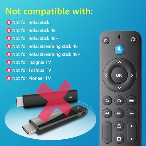 Replacement Voice-Remote-Control for Fire-TV-Stick/Cube and for Insignia/Toshiba/Pioneer/AMZ Smart TVs