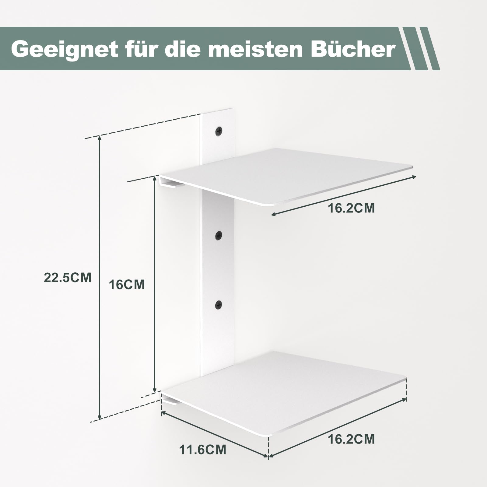 Mefirt Mensole Libri Invisibili, 8 Scaffali Verticali, Mensole da Muro Invisibili per Libri, Libreria Invisibile da Parete per la Camera da Letto, Decorazione per L'ufficio, 4 Pezzi, Bianco