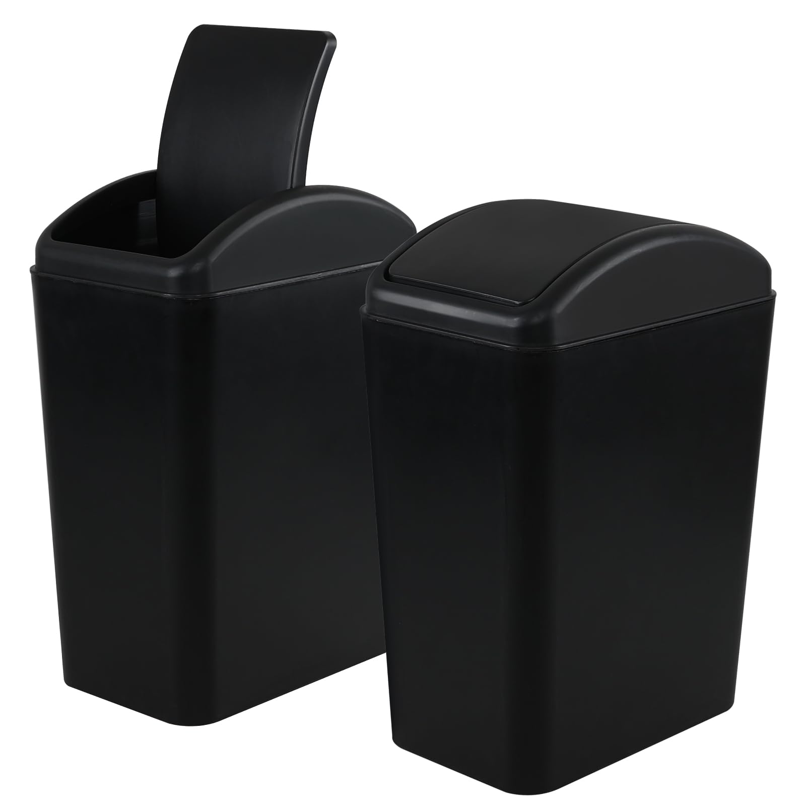 Taysisiter 4.5 Gallon Garbage Can with Swing Top Lid, Black Plastic Trash Can, 2 Pack