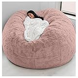 Sitzsackbezug Ohne Fuillung Outdoor Riesen Flauschig Fell Sitzsack Abdeckung Xxl Runder Kinder Weicher Kunstpelz Sitzsack Lazy Schlafsofa Abdeckung Waschbar WohnzimmermöBel ( Color : R , Size : 180X90