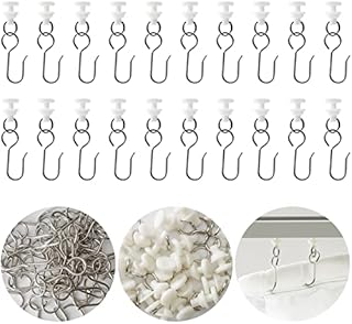 100 Pcs Curtain Hooks and Gliders Set, 30 Pcs Hooks and 30 Pcss Gliders for Tracks and Rails, Curtain Track Glider Hooks Stainless Steel Shower Curtain Hooks for Door Curtain Window Curtain Bathroom