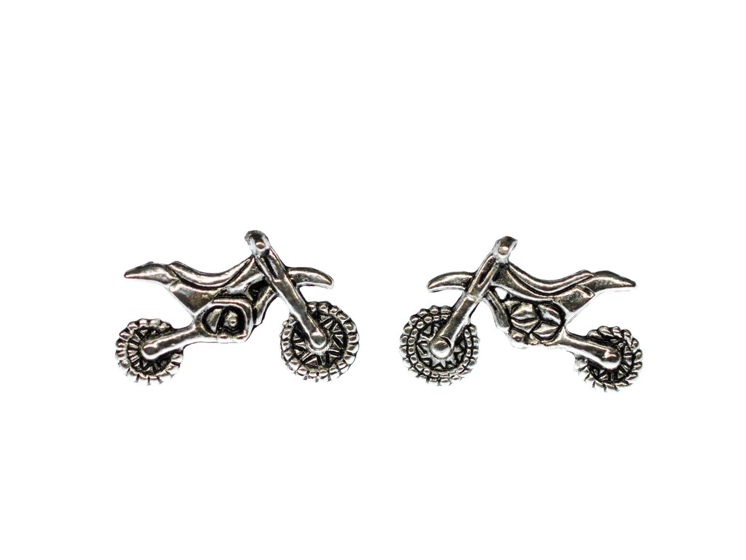 Orecchini A Spilla Miniblings Con Moto E Motocross, In Argento. Fatto A Mano A Berlino, 22mm. Gioielli Moda Unisex, Anallergici. Regalo Originale Per Appassionati Di Moto.
