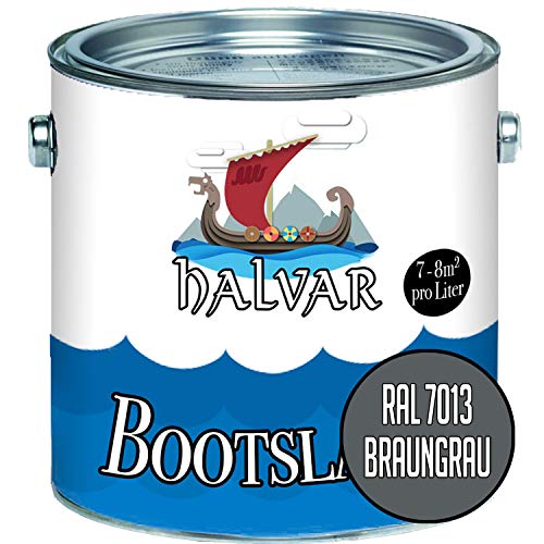 Halvar RAL 7000-7047 Peinture de bateau en polyuréthane renforcé pour bois et métal hautement élastique avec laque pour bateau Gris RAL 7013