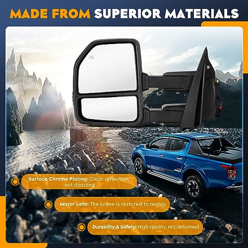 Towing Mirrors for Ford F-250 F-350 F-450 F-550 Super Duty 2017 2018 2019 Power Heated with Turn Signal Manual Folding Telescoping (1 Pair) by Aeagle - Image 7