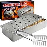Räucherbox Set inkl. 1x Zange für Holzkohle-, Elektro- & Gasgrill – Smokerbox aus Edelstahl zum Grillen – Smokergrill-Flair für Fleisch, Fisch & Gemüse - 1 x Smoker Box