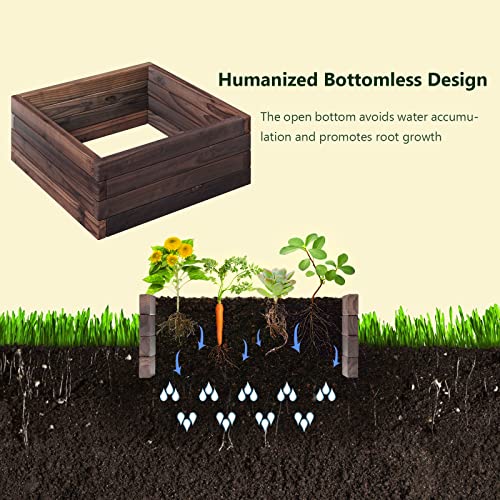 Giantex Raised Garden Bed, Wood Planter Box, Outdoor Planting Bed For Vegetable Flower, Square Planter For Patio And Lawn, 24''Lx24''Wx10''H, Brown #TOP3