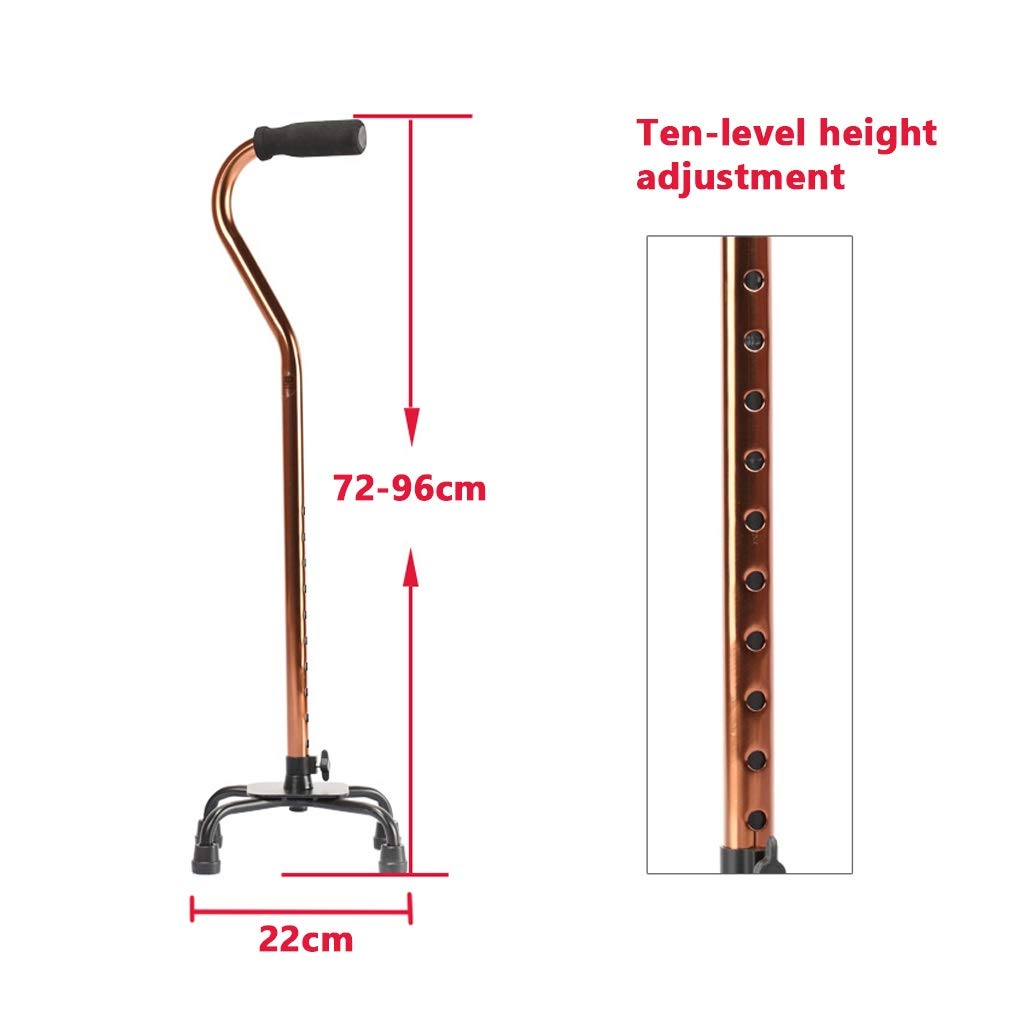 YXCKG Canna da Passeggio, Bastone da Passeggio con Base A 4 Punte per Una Maggiore Stabilità, Quad Cane Regolabile in Altezza 72-96 Cm, Funziona per Uomini O Donne Destrorsi O Mancini