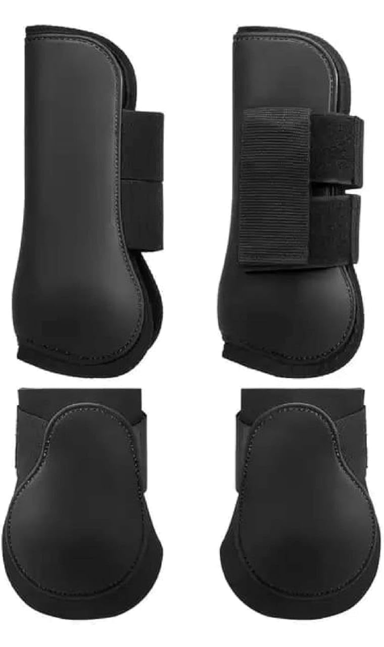 Horse Tendon Boots and Fetlock Bell Boots Pack (Black)