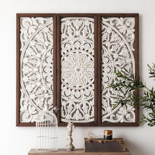 Durga Puja: Traditional vs Contemporary Decor 76 WoodCraftia Wooden Handcrafted Wall Panel – Decorative Carved Wal...