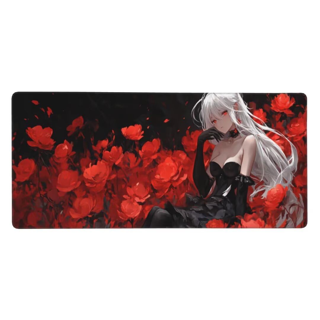 Tappetino Mouse XXL 1400x600x3mm Tappetino Mouse Fiore Ragazza Impermeabile Tappetino Gaming Mouse Pad XXL Tappetino Scrivania, Base Antiscivolo Migliora Precisione e Velocità per Desktop/Ufficio