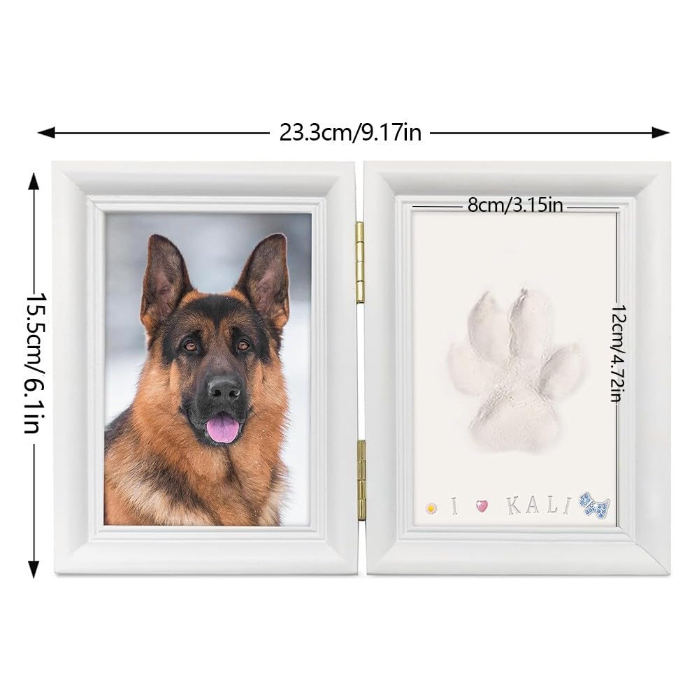Pandiui23 Cornice portafoto commemorativa per animali domestici, cornice portafoto per cane o gatto con impronte digitali di cane o gatto