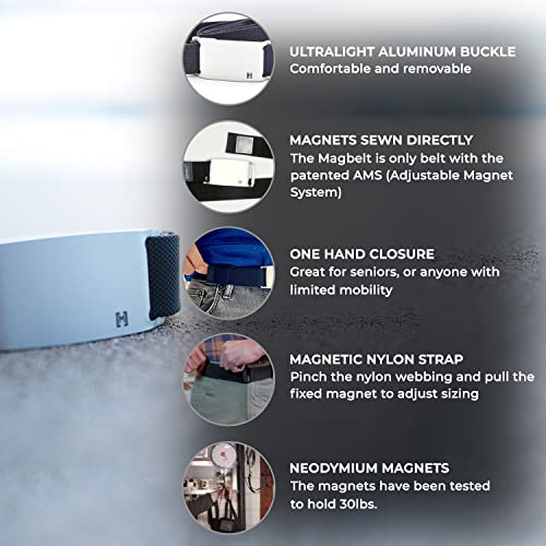 Magnetic Belt 1.25” | Nylon Web Magnet Belt with Aluminum Buckle | Adjustable Casual Belt | Men, Women & Kids (Black)4