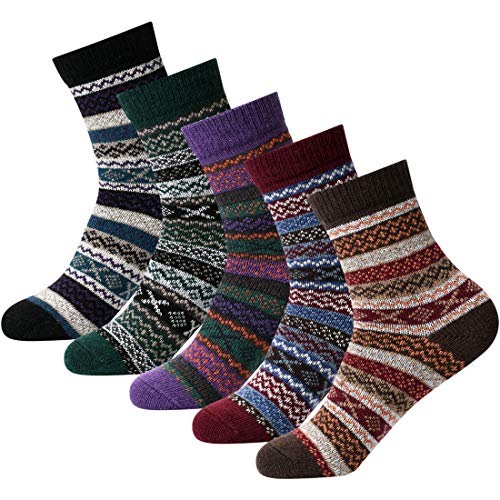 FYC Women Socks Winter - Gifts for Women - Warm Thick Soft Wool Cozy Crew Socks Christmas Stocking Stuffers Gifts for Woman (Multicolor-9-5pairs)