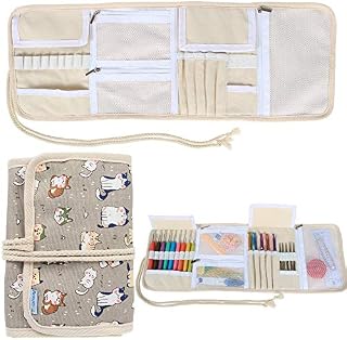 Teamoy Crochet Hooks Case for Knitting Needles, Crochet Hooks-with Crocket Project Accessories Compartments, Best Travel Case, Cartoon Cats-(No Accessories Included)
