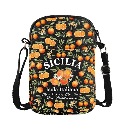 JXGZSO Funny Sicily Oranges Shoulder Bag Sicily Island Italy Crossbody Bag Italy Travel Gift Oranges Lovers Gift