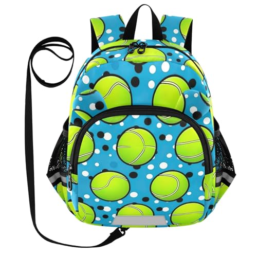 Tennis Ball Dots Toddler Harness Backpack for Boys Girls 3-6 Years Kids Backpack with Anti Lost Safety Leash for Preschool Walking Travel