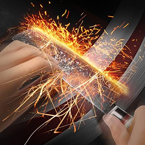 Damascus Nakiri Knife Kitchen Knife 18cm, FANTECK Vegetable Meat Fruit Cutting Cooking Knife, 67 Layers Japanese VG10 Damascus Steel Chef Knives with Pakkawood Handle - Knife Sheath and Gift Box