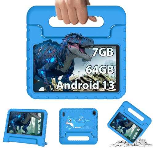 fezawio Tableta Infantil 7 Pulgadas, Tableta Android 13, 4 núcleos, 7GB RAM 64GB ROM (TF...
