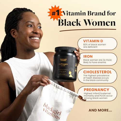 Image of Black Girl Vitamins | Collagen Peptides Powder - Collagen for Skin, Hair & Nails - Unflavored Hydrolyzed Collagen Powder, Dairy-Free, Gluten-Free Collagen for Women and Men - 16oz