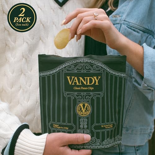 Vandy Crisps Potato Chips - Vegetable & Seed Oil Free Snacks - Gluten Free Potato Chip - Healthy Chips Made with Potatoes, Grass-Fed Beef Tallow, and Sea Salt - 2 Pack, 5 Ounce Each (Original)