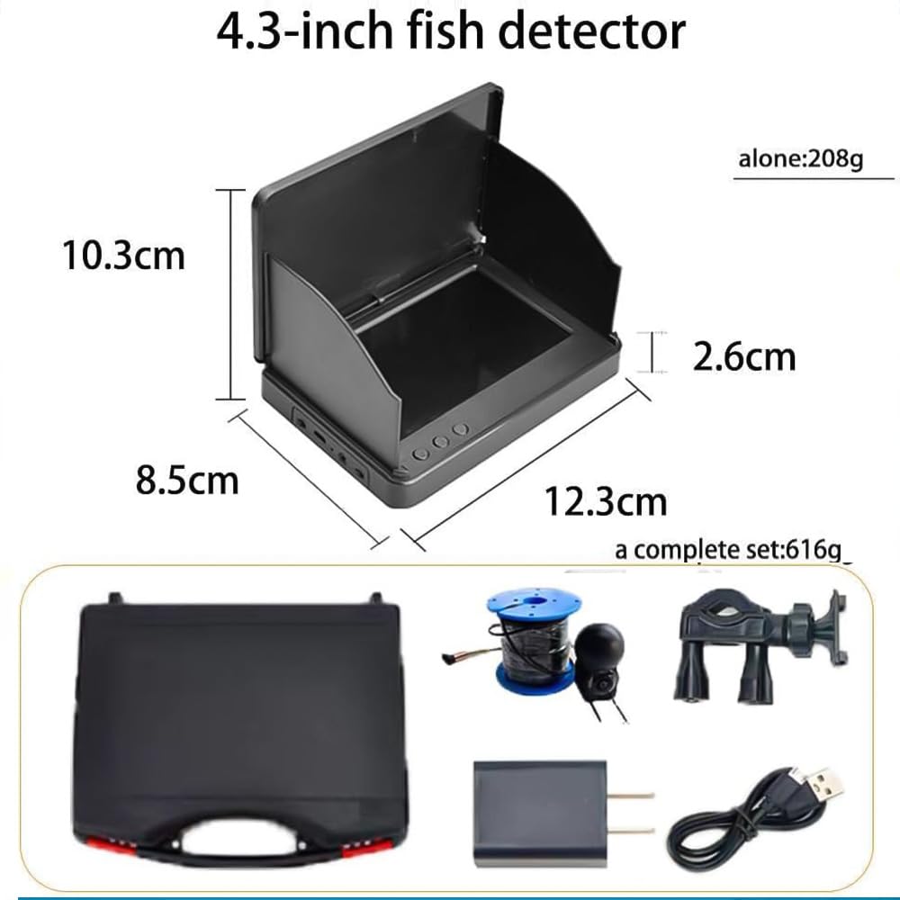 4.3Inch Colitt - Underwater Fishing Camera, 50/65/100/165ft Cable Ice Fishing Fish Finder, with 220° Wide Angle, Infrared Night Vision, Portable Fish Finder for Ice Lake Sea Boat Fishing