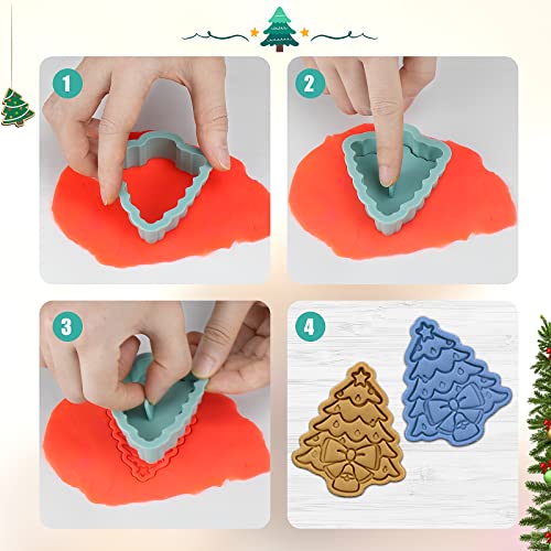 Foto von Ausstechformen Weihnachten, Higtok 12 Stück Keksausstecher Keksstempel Weihnachten, 3D Weihnachtsausstecher Set Plätzchenformen für Kinder Fondant Motivtorten Tortendeko Kekse Backen