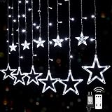 Star Curtain Lights for Bedroom - 12 Stars 138 LED Fairy Twinkle Lights with 8 Lighting Modes Connec