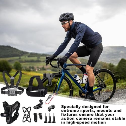 Accesorios de cámara de acción con kit de correa elástica para pecho de ciclismo seguro 7