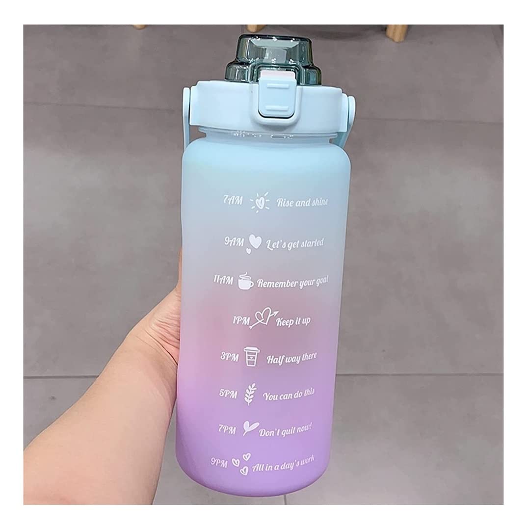 Botella de Agua Deportiva Botella De Agua De 2000ml Con Pegatina 3D, Botella De Bebida Portátil De Jugo De Té De Bicicleta De Viaje Deportivo De Plástico Botella Termica ( Blue : Gradient D , Size : 2
