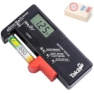 TAKIT Digitale batterijtester voor AA, AAA, C, D, PP3, 9V, 1,5V, knoopcelbatterijen – 5 jaar garantie