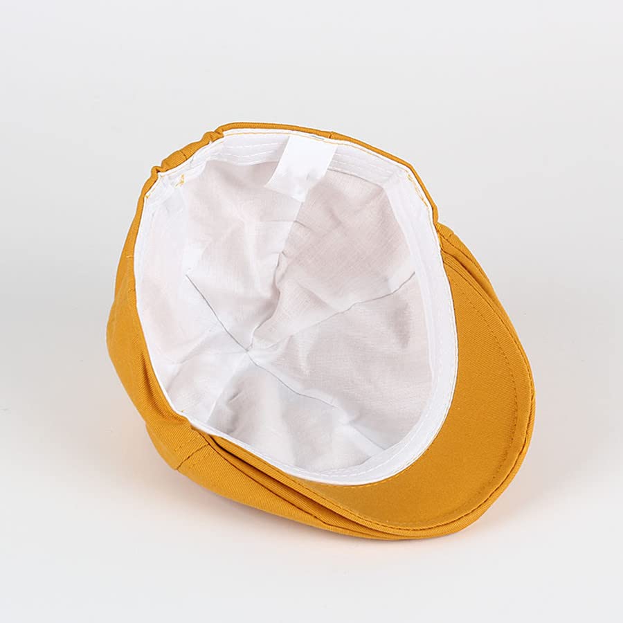 YICHUN Baby Kids Toddler Beret Newsboy Cap Baseball Hats Boys Plaid Peaked Cute Cowboy Hats Accessories Flat Caps (Yellow Bear)3