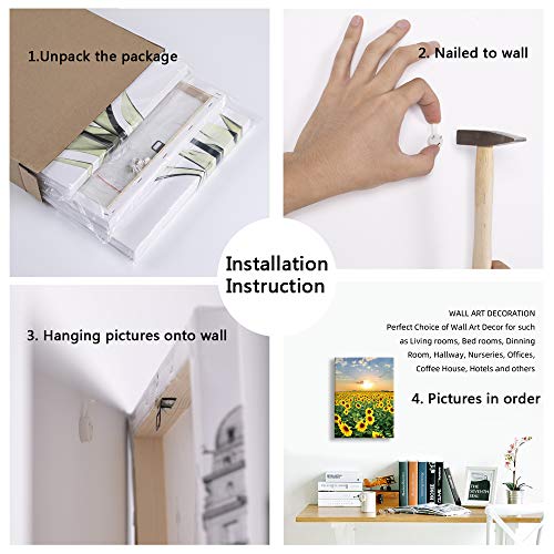 Creative View Canvas Prints Wall Art Lavender Garden Sunflower With Sunset Wall Art Painting, Elephant Beautiful Landscape, Framed Print Poster For Living Room Bedroom (Window Seaview) #TOP5