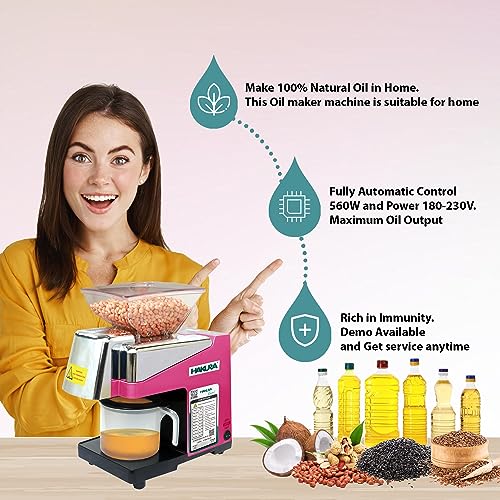 Image of HAKURA H2O-2B Comfort Oil Extractor Oil Maker Press Machine For Home 560 Watts (Pink)
