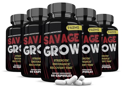 (5 Pack) Savage Grow 742MG All Natural Advanced Men's Health Formula 300 Capsules
