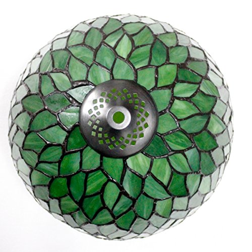 Image of WERFACTORY Tiffany Table Lamp Green Wisteria Style Stained Glass Light